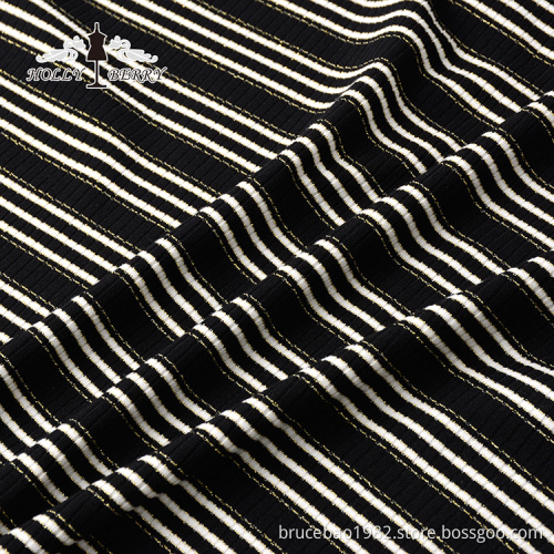 New Autumn Black White Stripe Crewneck Ladies' Blouses